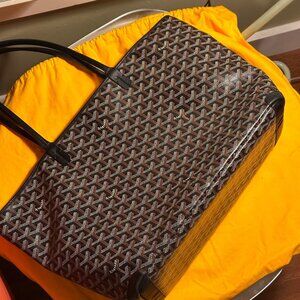 Pre-Owned Auth Goyard Artois MM in Black - Custom Personalization in Metallic